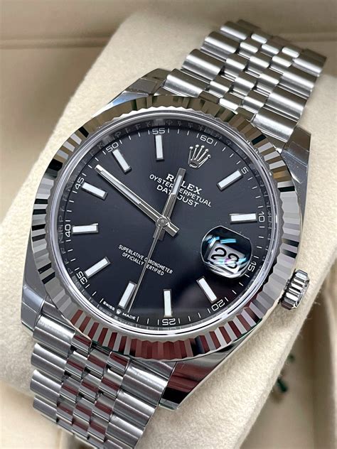 rolex mens stainless steel datejust black dial jubilee band|Rolex Datejust 41 reference 126300.